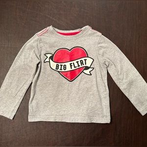 Crazy 8 Boys Size 3T Gray “Big Flirt” Graphic Long Sleeve Tee Shirt
